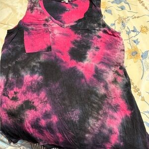 Tie-Dye Sleeveless Top - Pink and Black